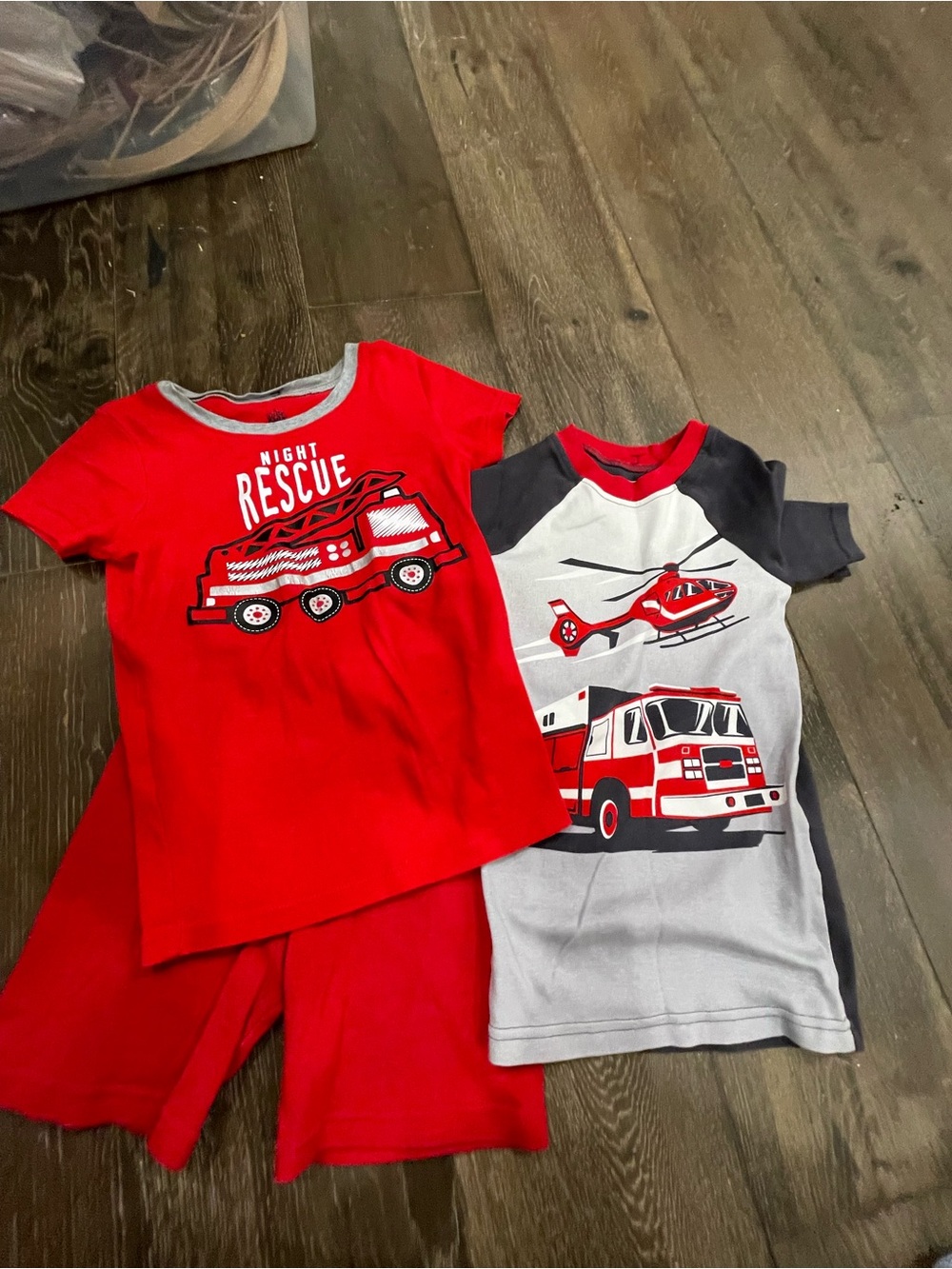 Kirklands Red & Gray Night Rescue Fire Truck and Helicopter Pajama Set